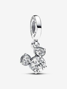 Authentic Disney Mickey Mouse Sparkling Head Silhouette Dangle Pandora Charm